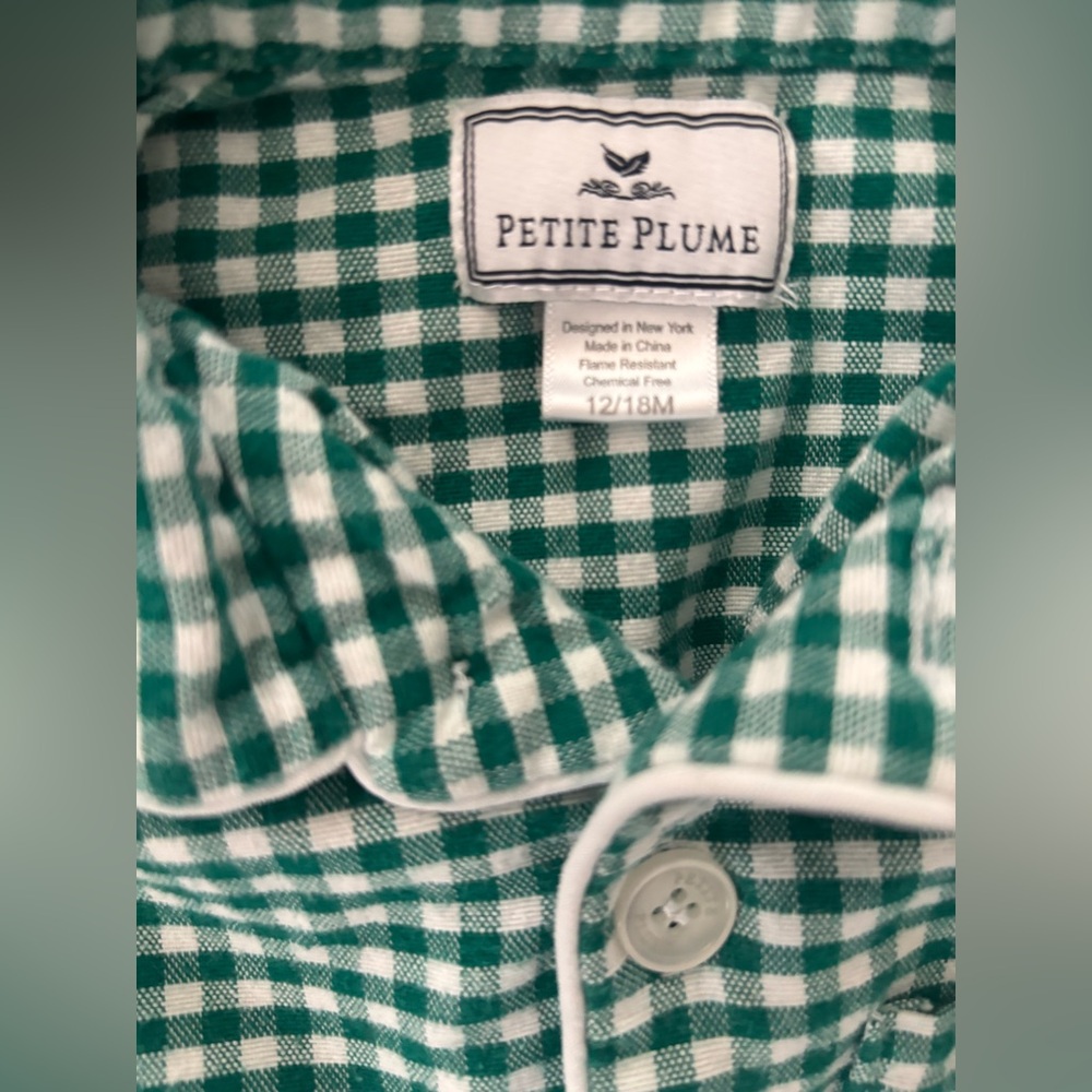 Petite Plume Green Gingham Toddler Pajamas - Picture 2 of 6